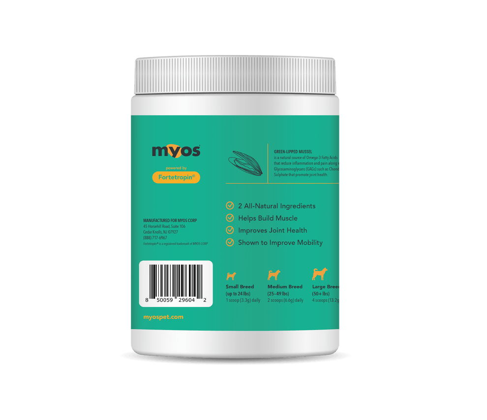 Glm Label MYOS Canine Muscle & Joint Formula with Green Lipped Mussel – Myos Pet